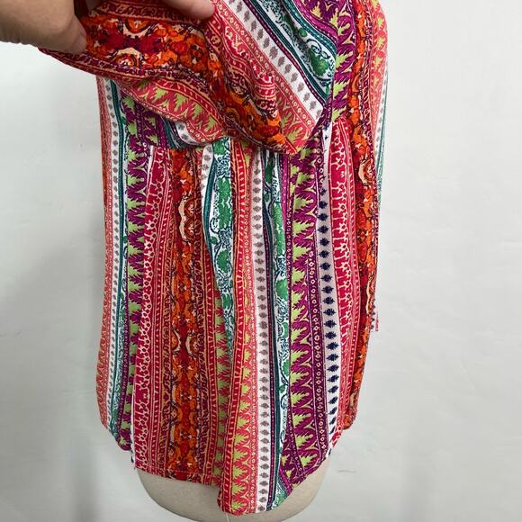 Anthropologie Maeve Milla Top Multicolor Striped Boxy Flowy Boho Beach Size XS - Picture 3 of 8